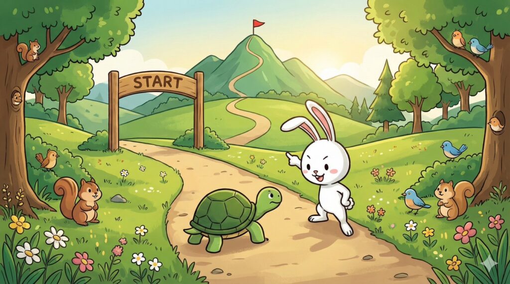 うさぎと亀のイラスト