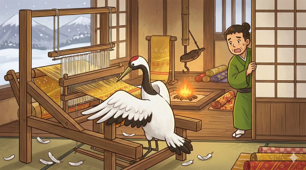 鶴の恩返しのイラスト